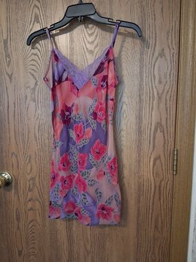 Victoria's Secret Purple and Pink Floral Silk Camisole